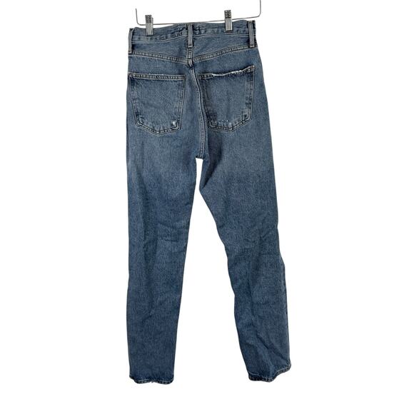 Agolde 90s Pinch Waist Jeans Button Fly Distressed Lineup Medium Wash Womens 24 - Picture 7 of 11